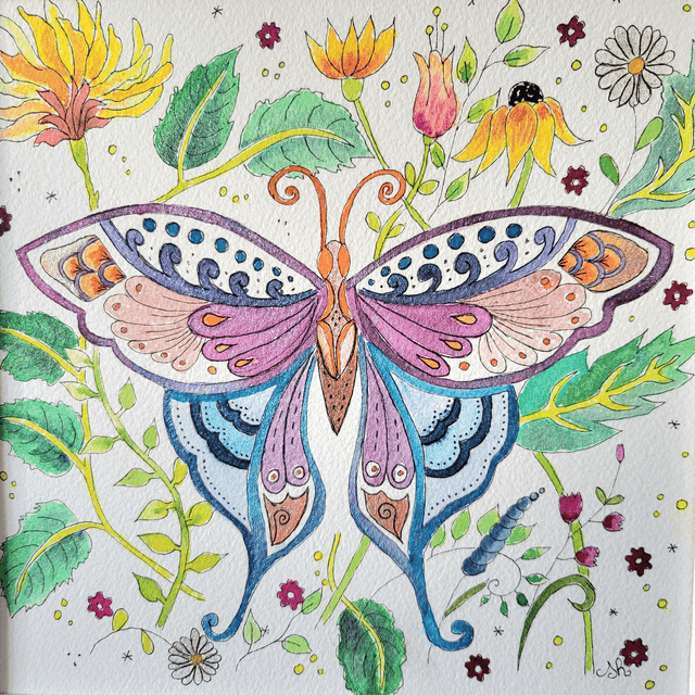 Aquarelle Papillon mauve